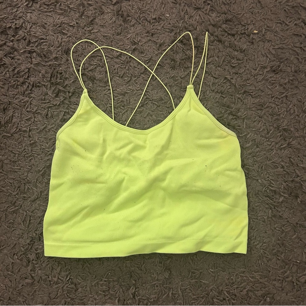 neon green cropped tank top